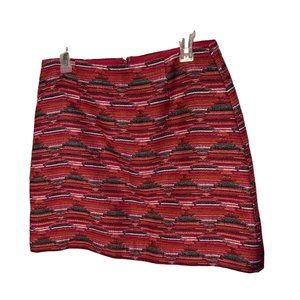 Loft red multicolored striped skirt size 8